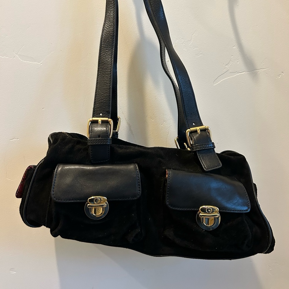 Maxx New York Black Shoulder Bag with Gold Accents
